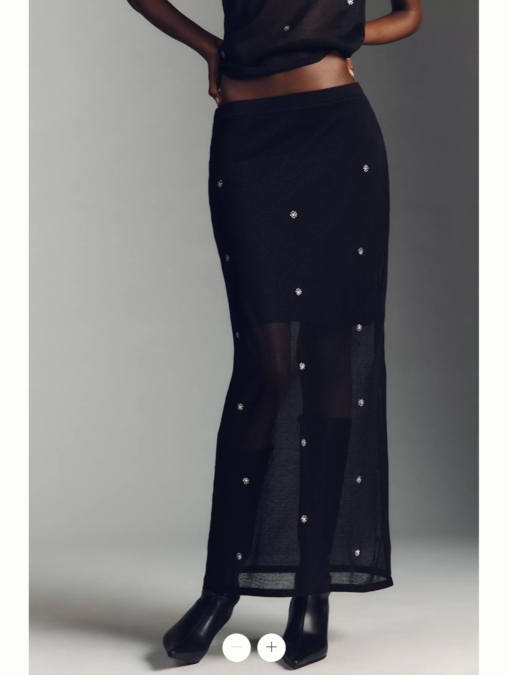 Anthropologie Pilcro Sheer Embellished Knit Slip Maxi Skirt - Picture 2 of 3